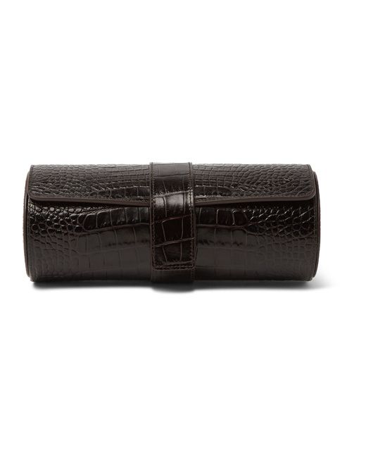 Smythson Mara Croc-effect Leather Watch Roll