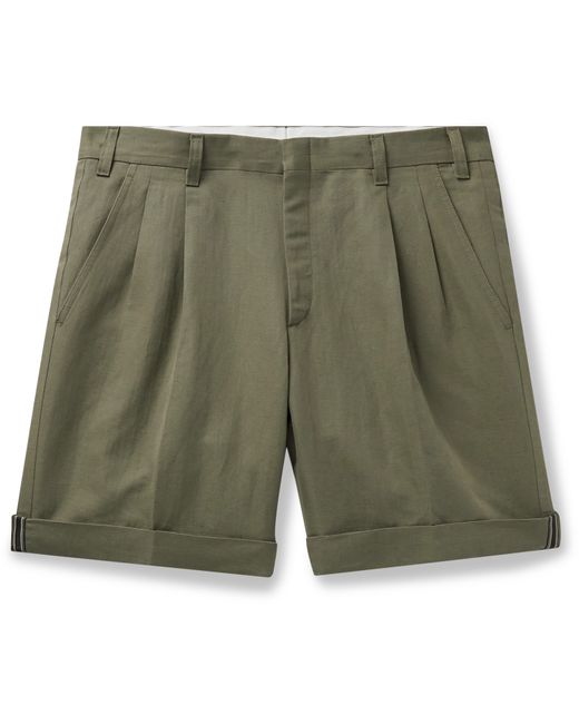 Brioni Pleated Linen and Cotton-Blend Twill Bermuda Shorts