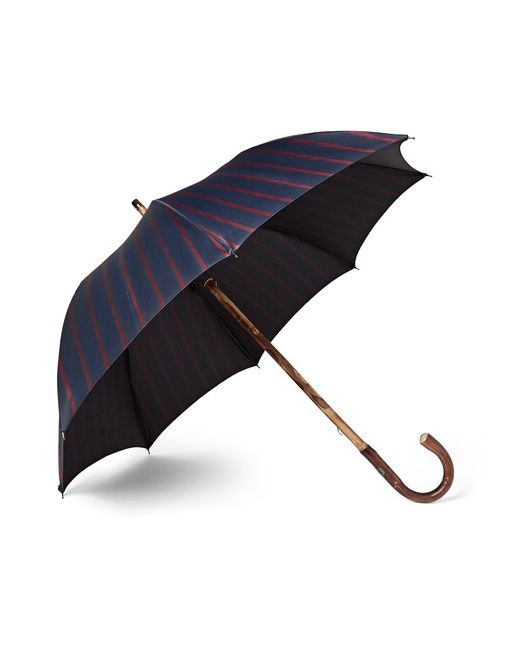 Francesco Maglia Lord Chestnut Wood-handle Striped Twill Umbrella