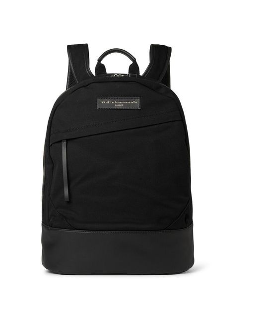 Want Les Essentiels Kastrup Leather-trimmed Organic Cotton-canvas Backpack
