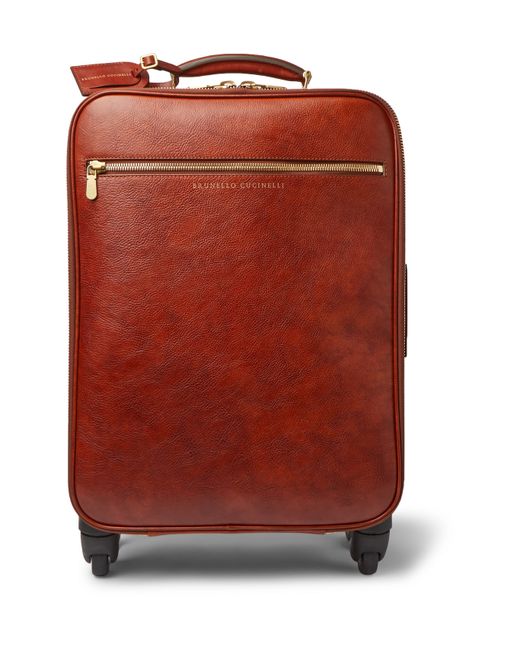 Brunello Cucinelli Burnished-Leather Carry-On Suitcase