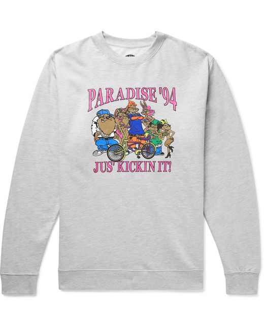 Paradise Jus Kickin It Printed Fleece-Back Blend Jersey Sweatshirt