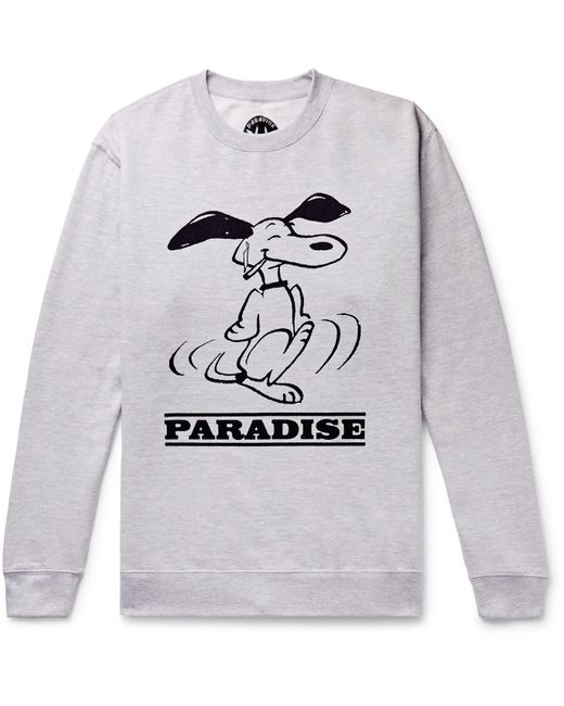 Paradise Happy Dance Printed Mélange Fleece-Back Cotton-Blend Jersey Sweatshirt