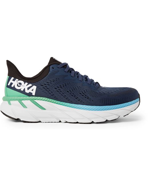 Hoka One One Clifton 7 Rubber-Trimmed Mesh Running Sneakers