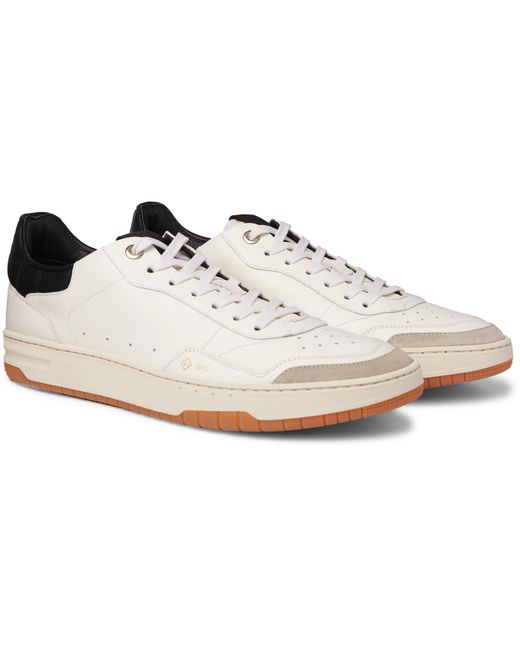 Dunhill Court Elite Suede-Trimmed Leather Sneakers