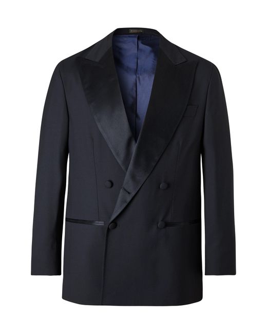Rubinacci Double-Breasted Satin-Trimmed Virgin Wool Tuxedo Jacket