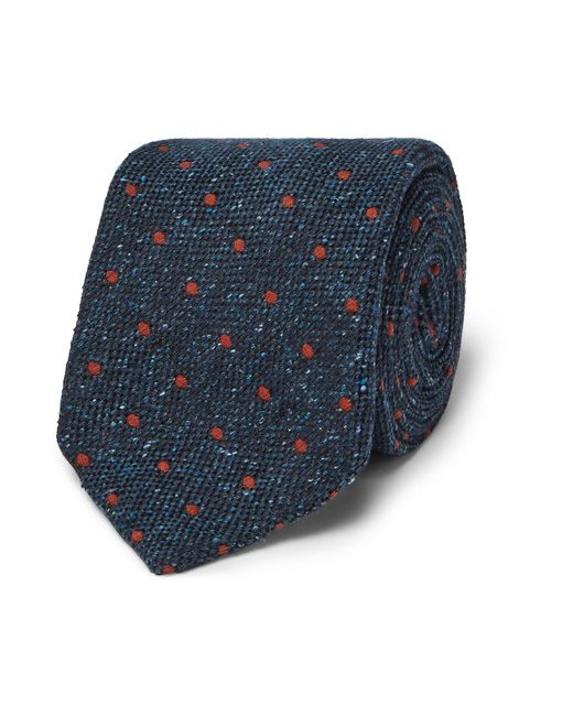 Dunhill 8cm Polka-dot Wool And Silk-blend Tie