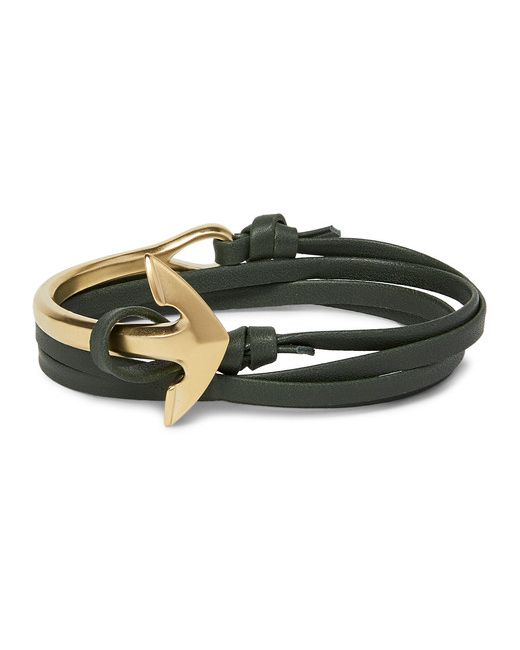 Miansai Leather And plated Anchor Wrap Bracelet