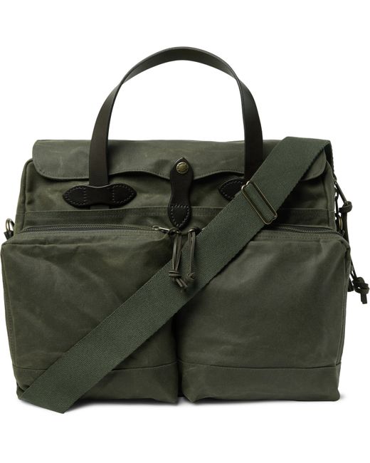 Filson 24-Hour Leather-Trimmed Coated-Canvas Briefcase