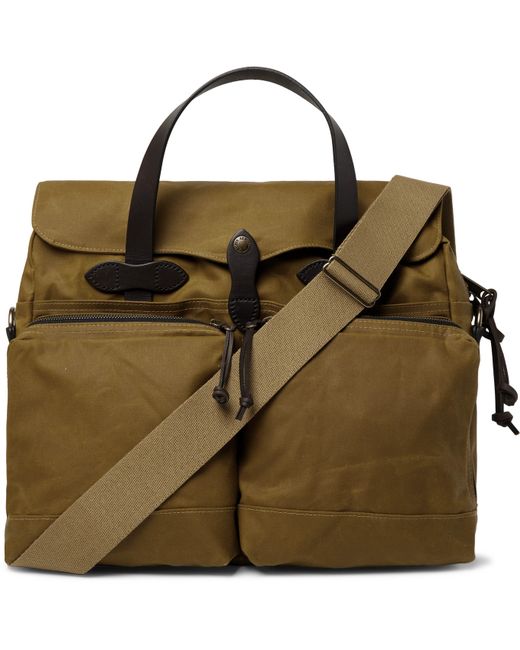 Filson 24-Hour Leather-Trimmed Coated-Canvas Briefcase