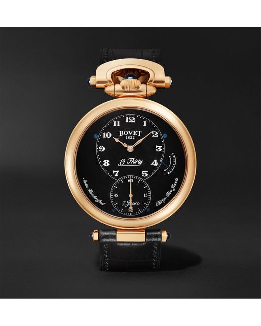 Bovet 19Thirty Fleurier Hand-Wound 42mm 18-Karat Rose Gold and Leather Watch Ref. No. NTR0029