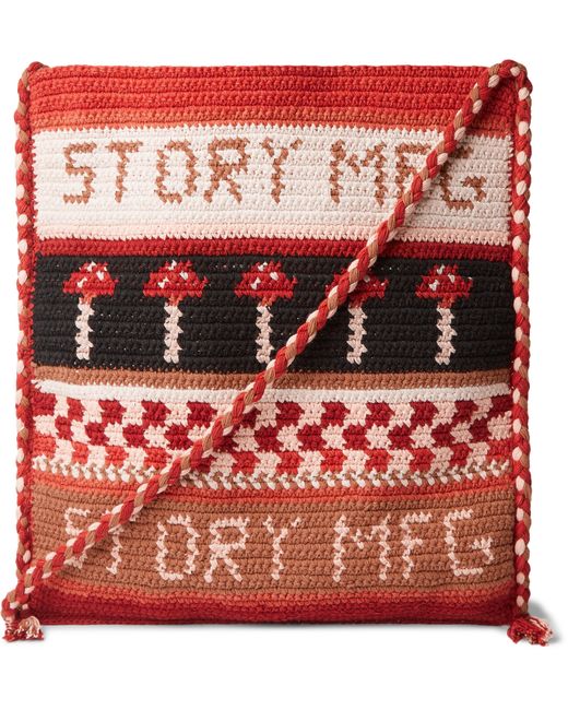 STORY mfg. Story Mfg. Stash Tasselled Crochet-Knit Organic Cotton Messenger Bag