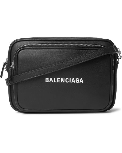 Balenciaga Logo-Print Leather Messenger Bag
