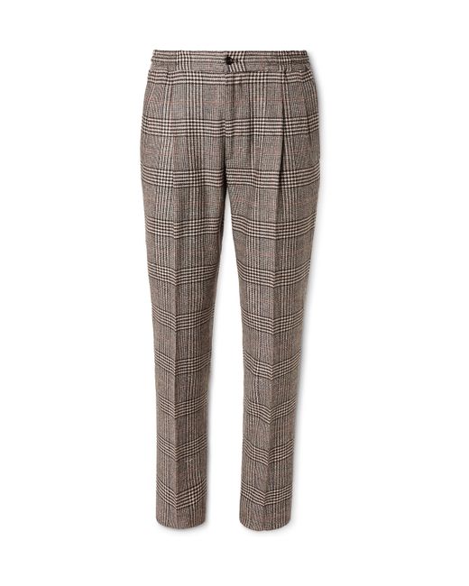 Rubinacci Tapered Prince of Wales Checked Virgin Wool-Blend Suit Trousers