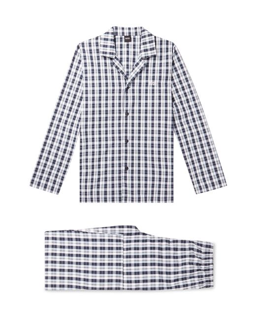 Hugo Boss Checked Cotton-Poplin Pyjama Set