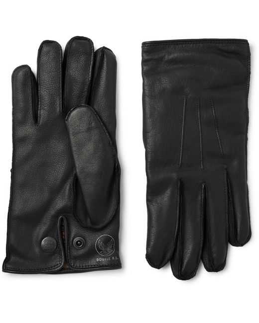 Rrl Cashmere-Lined Logo-Print Leather Gloves