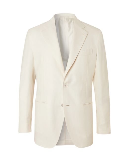 De Petrillo Slim-Fit Wool Silk and Linen-Blend Suit Jacket