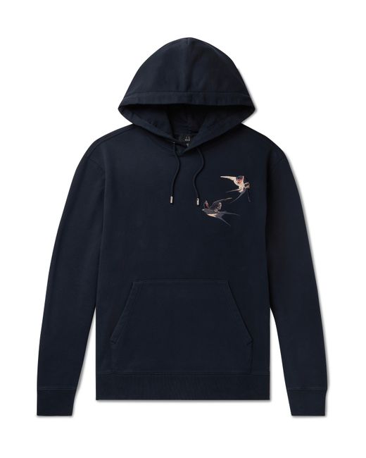 Dunhill Embroidered Loopback Cotton-Jersey Hoodie
