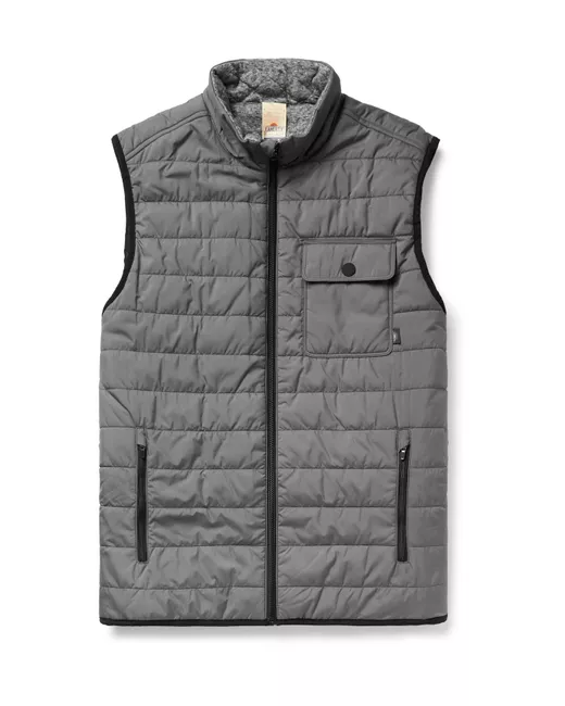 Faherty Atmosphere Slim-Fit Reversible Quilted Padded Shell and Mélange Jersey Gilet