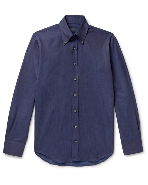 Thom Sweeney Button-Down Collar Cotton-Chambray Shirt