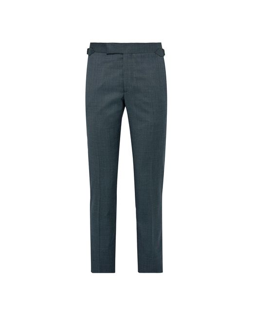 Richard James Blue Slim-fit Pin-dot Super 110s Wool Suit Trousers