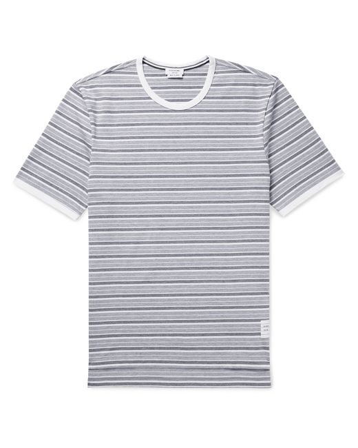 Thom Browne Grosgrain-Trimmed Striped Cotton-Jersey T-Shirt