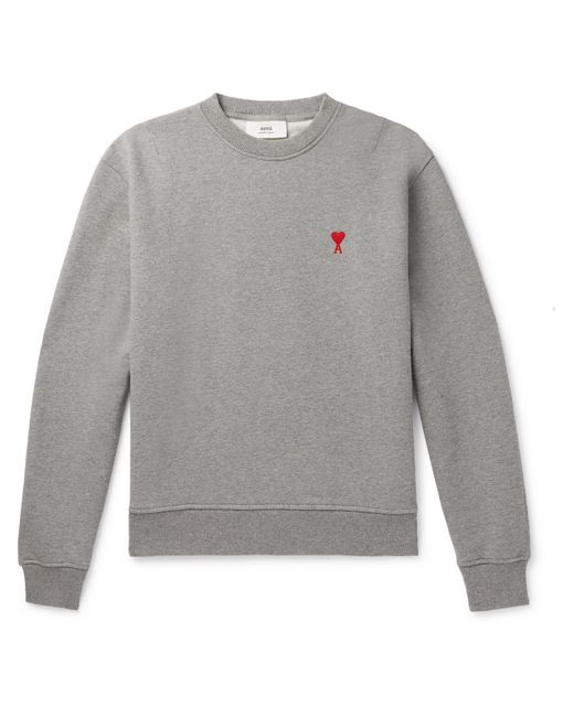 AMI Alexandre Mattiussi Slim-Fit Logo-Embroidered Loopback Cotton-Jersey Sweatshirt