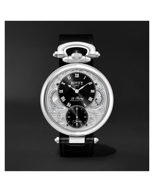 Bovet 19Thirty Fleurier Hand-Wound 42mm Stainless Steel and Croc-Effect Leather Watch Ref. No. NTS0016