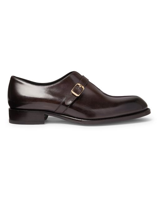 Brioni Benedict Burnished-Leather Monk-Strap Shoes