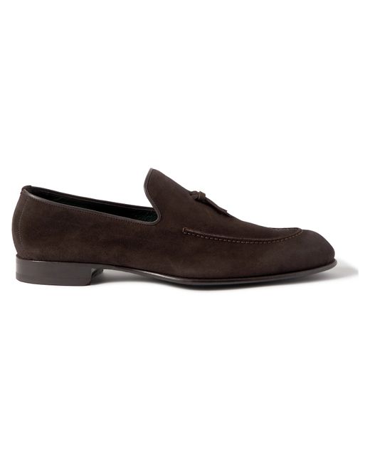 Brioni Lukas Leather-Trimmed Suede Tasselled Loafers