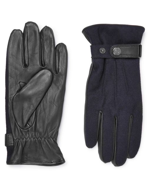 Dents Guildford Mélange Flannel and Leather Gloves