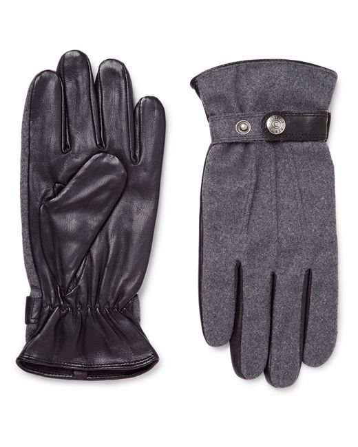 Dents Guildford Mélange Flannel and Leather Gloves