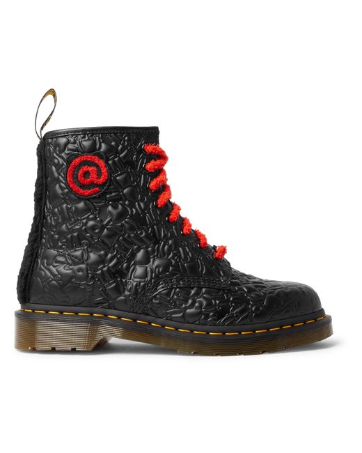 Dr. Martens Bearbrick Faux Fur-Trimmed Quilted Leather Boots