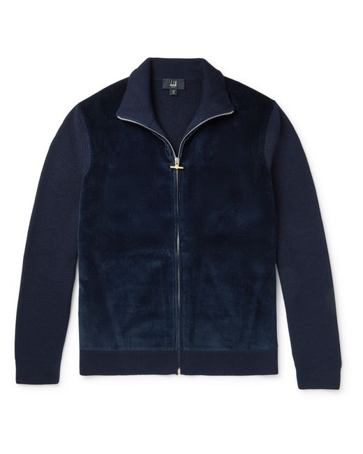 Dunhill Panelled Cotton-Blend Corduroy and Merino Wool Zip-Up Cardigan