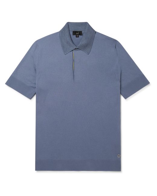 Dunhill Logo-Detailed Cotton and Mulberry Silk Polo Shirt