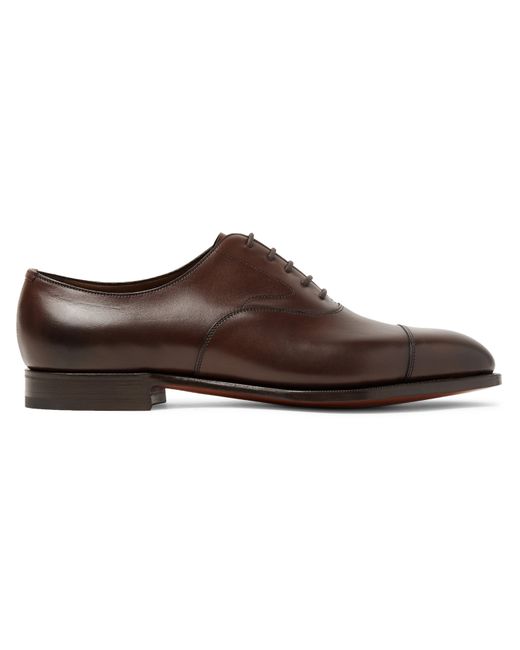 Edward Green Chelsea Cap-Toe Burnished-Leather Oxford Shoes