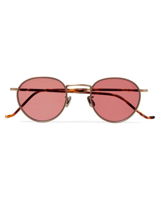 Eyevan 7285 Round-Frame Tone Titanium and Tortoiseshell Acetate Sunglasses