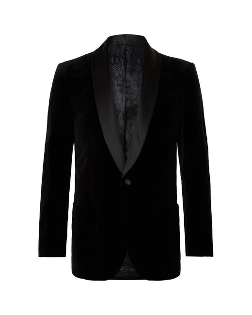 Favourbrook Chaucer Satin-Trimmed Cotton-Velvet Tuxedo Jacket