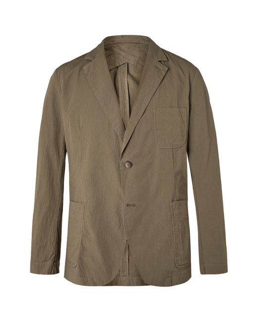 Frescobol Carioca Johannes Huebl Unstructured Cotton-Blend Seersucker Suit Jacket
