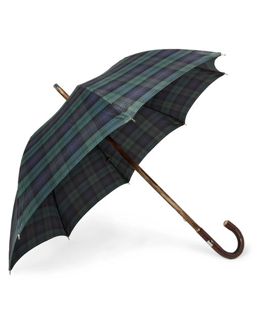 Francesco Maglia Checked Wood-Handle Umbrella