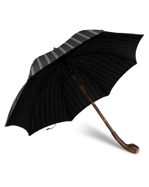 Francesco Maglia Pinstriped Chestnut Wood-Handle Umbrella