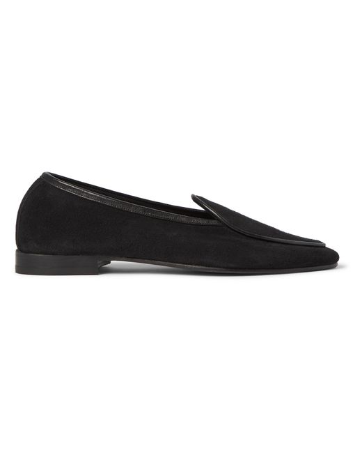 George Cleverley Hampton Leather-Trimmed Suede Loafers