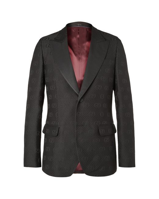 Gucci Faille-Trimmed Logo-Jacquard Wool and Silk-Blend Tuxedo Jacket