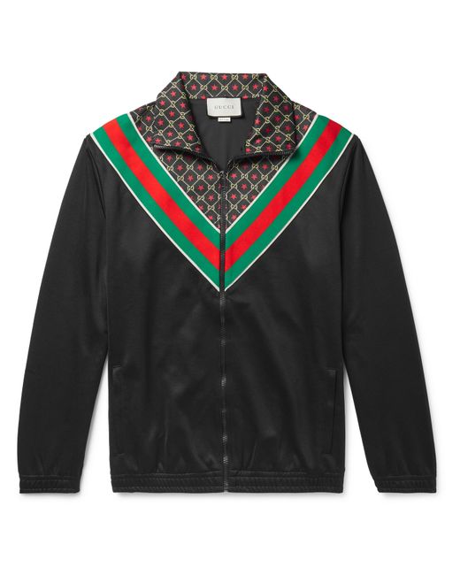 Gucci Webbing-Trimmed Logo-Print Tech-Jersey Track Jacket