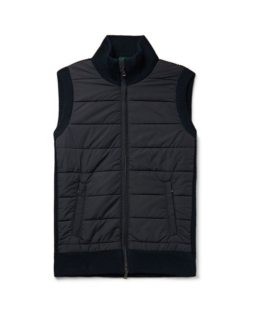Incotex Panelled Rib-Knit and Quilted Shell Vest