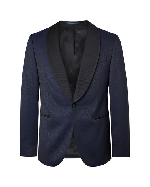 Hugo Boss Nikan Slim-Fit Shawl-Collar Silk Satin-Trimmed Jacquard Tuxedo Jacket