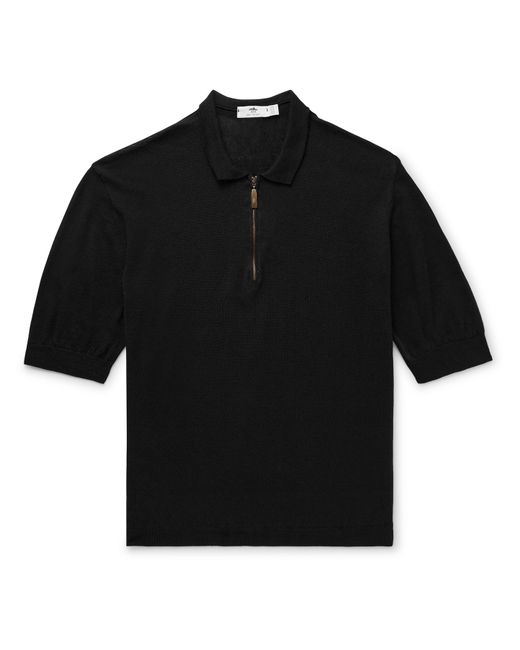 Inis Meáin Knitted Linen and Cotton-Blend Half-Zip Polo Shirt