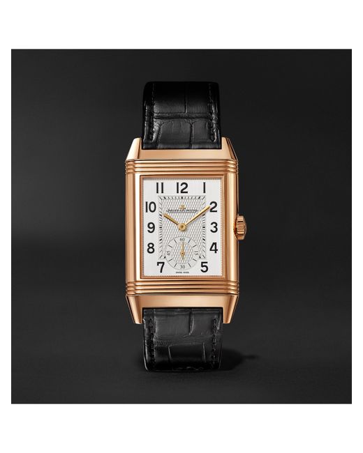 Jaeger-Lecoultre Reverso Classic Large Duoface Small Seconds Hand-Wound 28.3mm 18-Karat Rose Gold and Alligator Watch