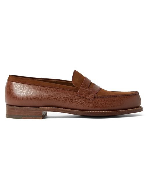 J.M. Weston 180 The Moccasin Full-Grain Leather and Suede Penny Loafers