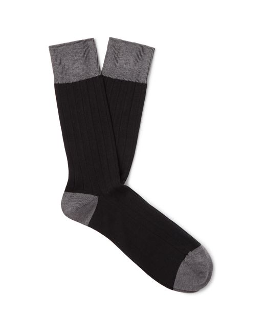 John Smedley Gamma Colour-Block Sea Island Cotton-Blend Socks